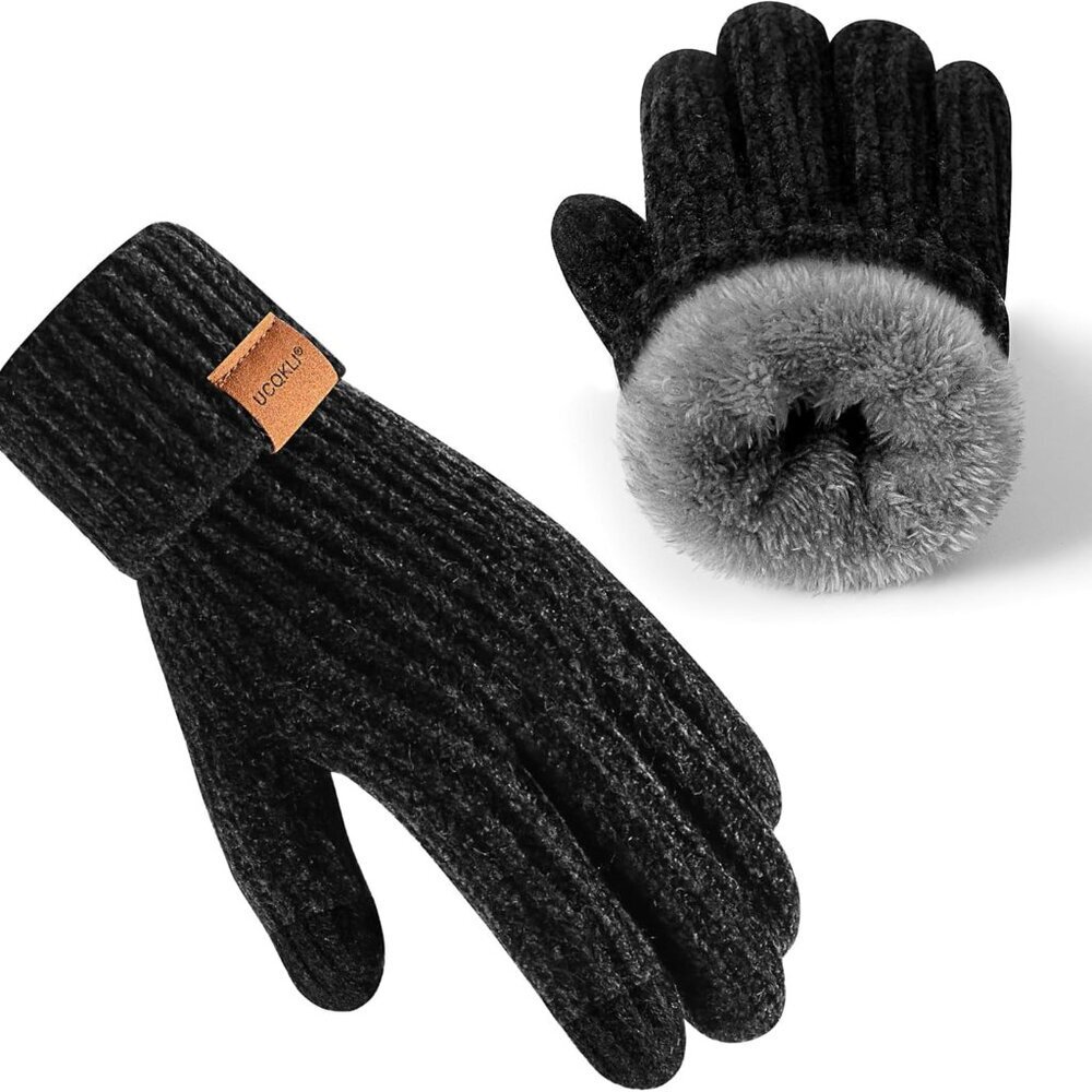 Winter Gloves for Women Chenille, Womens Gloves Cold Weather Warm Fleece Lined,